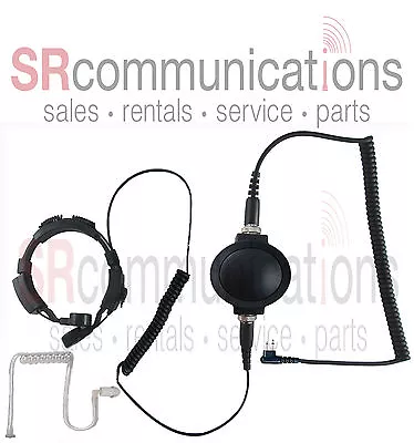 Throat Mic PTT Headset Motorola CP200 PR400 CP185 BPR40 P1225 GP300 CT450 GTX800 • $39.50