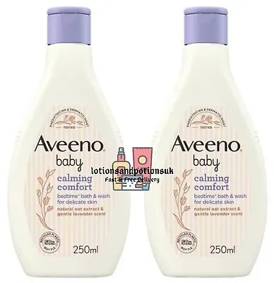 2 X Aveeno Baby CALMING COMFORT Bedtime Bath & Wash Lavender Scent 250ml • £11.95