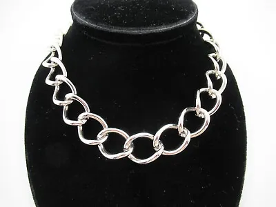 Signed Monet Glossy Silver Tone Link Necklace Toggle Fastener 18  • $12.50