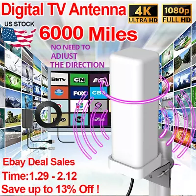 6000 Miles Outdoor TV Antenna Digital HDTV 4K Amplified Long Range 360° UHF VHF • $17.99