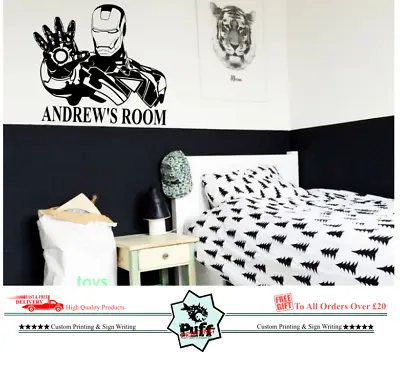Superhero Iron Large  Inspired Wall Art Stickers  Vinyl Bedroom Den Home • £9.99