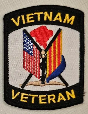 Vietnam Veteran Dual Flag 3 Inch X 2 Inch Patch *Made In USA* • $3.25