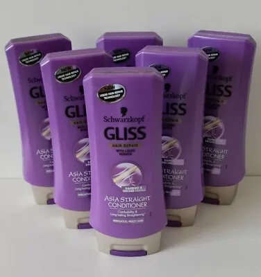 6 X Schwarzkopf Gliss Asia Straight Conditioner 200ml Each Keratin Frizzy Hair • £9.99