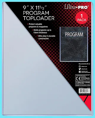 1 ULTRA PRO 9x11.5 PROGRAM 10MM TOPLOADER NEW Photo Collectible Rigid Magazine • $10.99