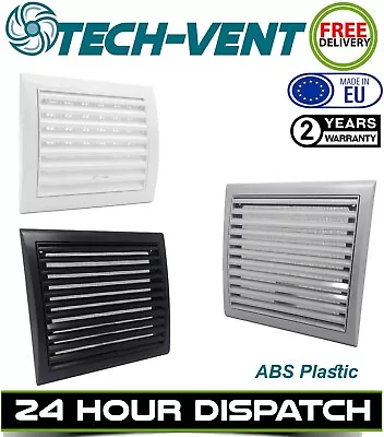 External Vent Cover Slim Louvred Wall Grille & Fly Screen White Brown Grey Black • £3.99