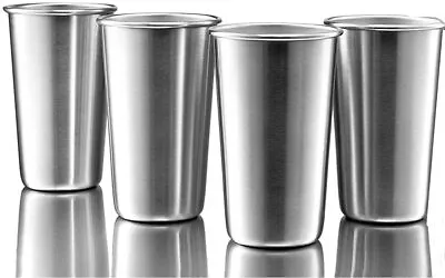 4 Pack 12oz Stainless Steel Drinking Glasses Stackable Cup For Travel Camping • $14.99