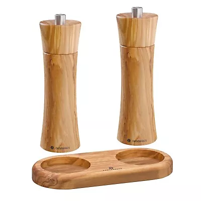 Zassenhaus FRANKFURT Olive Wood Pepper Mill + Salt Mill + Coaster 14/18 / 24cm • $189.50