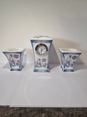 Charles Rennie Mackintosh Bone China  Clock And Candle Holder Set • £24.99