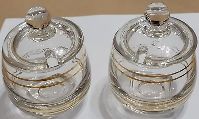 VINTAGE GLASS CONDIMENT SET OF 2 For Relish Ketchup Mustard Cocktail Sauce  • $29.99