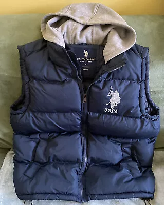 £15.99 • Buy Mens U.S. POLO ASSN. Navy Padded Hooded(Grey) Gilet Size M