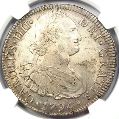 1794 Mexico Charles IV 8 Reales Coin (8R) - NGC Uncirculated Detail (UNC MS) • $394.25