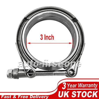 V-BAND CLAMP + FLANGES COMPLETE STAINLESS STEEL EXHAUST TURBO HOSE 3  INCH 76mm • £12.99
