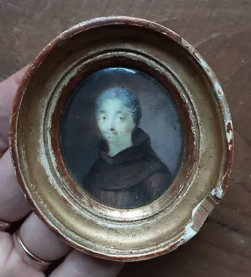 Rare Fine Charming Antique Georgian Portrait Miniature Franciscan Monk Man C1795 • $51