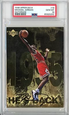 1998 Upper Deck Michael Jordan Gatorade Postcard Nba Facsimile #10 Gem Mt Psa 10 • $300