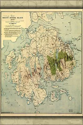 Poster Many Sizes; Map Of Mount Desert Island Maine 1917 • $160.11