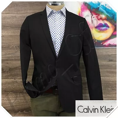 Calvin Klein Mens Blazer Sport Coat 2 Button Casual Jacket Size 38R Cotton Suit • $79.95