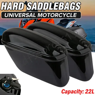 22L Motorcycle Saddle Bags Rear Side Cases Hard Trunk Side Box Universal W/ Key • $145.34