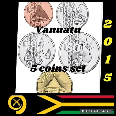 Vanuatu 🇻🇺Islands 5x Coins Set 2015 UNC F/bags 5/10/20/50/100 Vatu Animals • $12.43