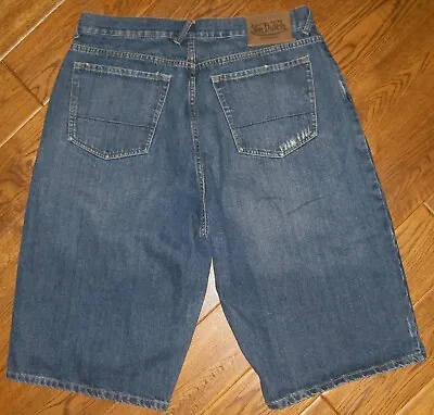 VON DUTCH Denim Jean Shorts 36w (tag Says 38) Button Fly Baggy & Long 15  Inseam • $22.49