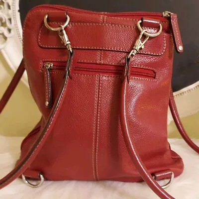 Clarks Wine Pebbled Leather Convertible Mini Backpack/Purse. Great Bag! • $22