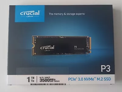 Crucial P3 1TB 3.0 NAND NVMe PCIe M.2 SSD.Brand New Sealed. • £67.20