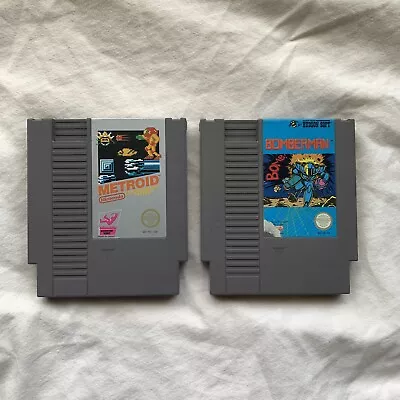 2 Nintendo NES Game Lot Metroid And Bomberman Authentic Tested & Working • $36