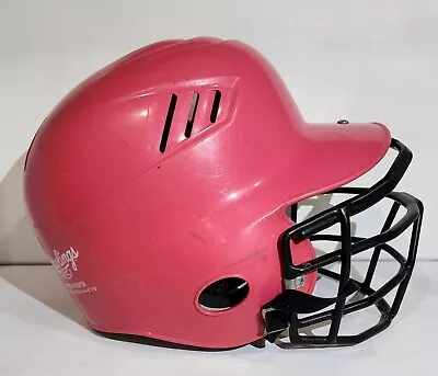 Rawlings Pink Girl's Softball Helmet Strap Ponytail Hole Full Mask 6 1/4-6 7/8 • $14