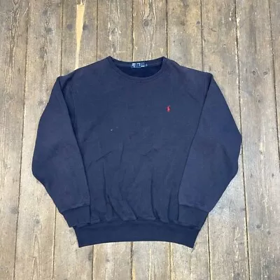 Ralph Lauren Polo Sweatshirt Small Pony Crew Neck Jumper Navy Mens Large • £30