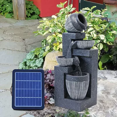 £79.99 • Buy Outdoor Barrel Pot Bowls Polyresin Water Fountain Feature LED Lights Home Garden