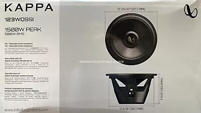 NEW Infinity KAPPA123WDSSI Kappa Series 12  SVC Subwoofer 2 Or 4 Ohm Selectable • $299.95