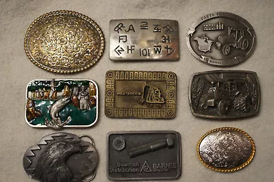 BELT BUCKLE LOT (9) Case Bass Eagle Oil FieldFloral Massey Furgeson Brands • $50