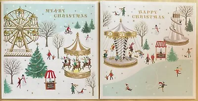 Pack 6 Charity Christmas Cards ~ Festive Fair Ground  ~ 2 Design ~ Ex John Lewis • £3.99