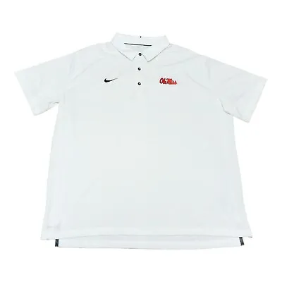 Men's Nike Ole Miss Rebels Dri-Fit Team Issued Polo White Size 2XL 34447X-MP2 • $27.99