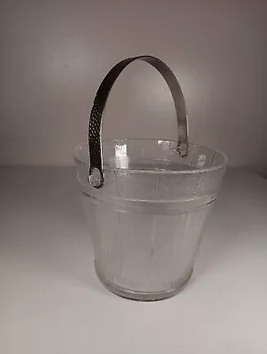 Vintage Glass Bucket Design Ice Bucket With Hammered Metal Handle • $14.95