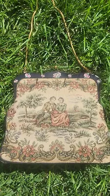 VTG Tapestry Purse La Marquise Made In France Edwardian Victorian 10/10 • $33.65