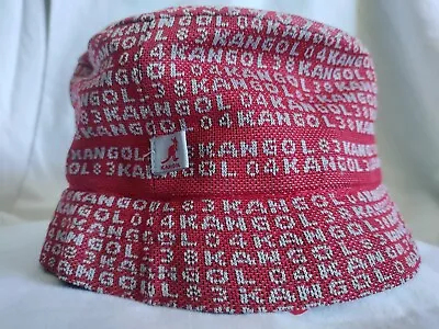 Kangol Red Polyester Chlorofiber Monogram Stripe Bucket Hat Cap New S-M-L RARE • $67.49