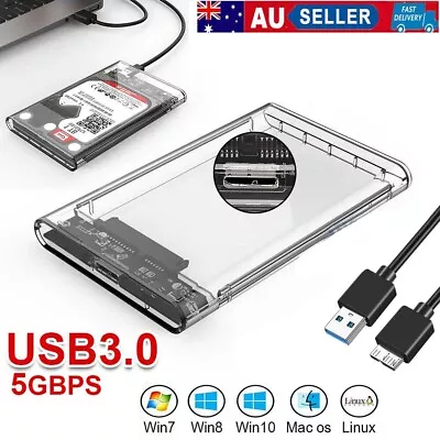 $9.94 • Buy Transparent 2.5 Inch USB 3.0 External Hard Drive HDD SSD Enclosure Case SATA