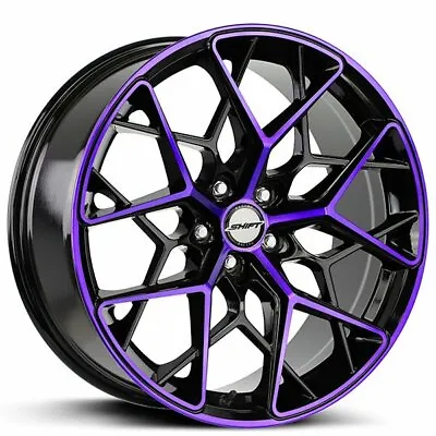 20x8.5  Shift Wheels Piston Gloss Black With Purple Machined Rims (S10) • $1089