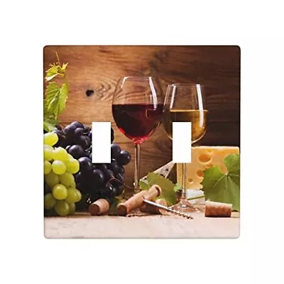 Wine Cheese Toggle Light Switch Cover Plate 2 Gang Outlet Cover Double Wall P... • $12.49