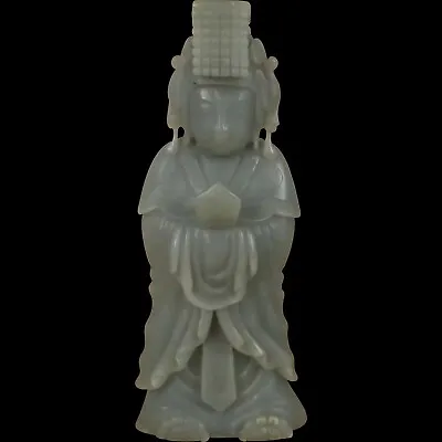 Chinese Hand Carved Ming Style Nephrite Jade Figure Of An Emperor • £850