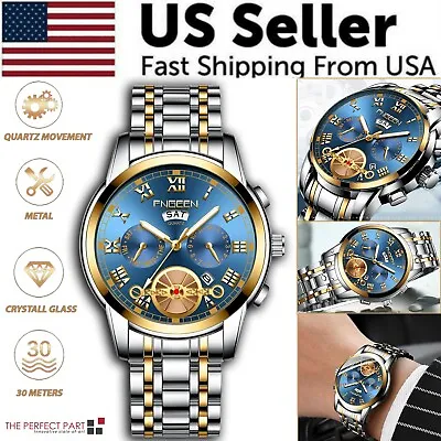 Men's Watch Relojes De Hombre Stainless Steel Quartz Luminous Classic Watches • $8.99