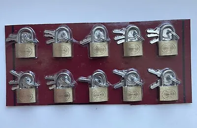 10 Small Metal Padlocks Mini Brass Tiny Box Locks Keyed Jewelry 3 Keys 20mm New • $14.99