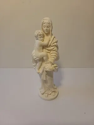 Madonna And Child Alabaster Statue From Italy Figurine 7  Tall - FLAW • $20