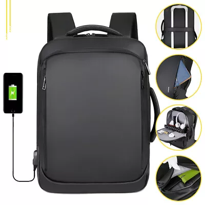 15.6 In Laptop Men Backpack Travel Usb Charging Computer School Backpack Zipper • $29.44