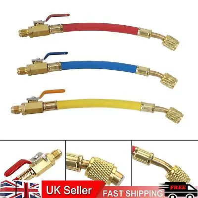 3Pcs R134A R410A R22 R12 Charging Hoses And Ball Valve For Ac Air Refrigeration • £19.18