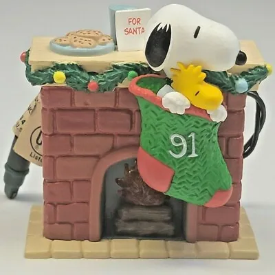 Vintage HLMK Dog Peanuts Snoopy Christmas Ornament Magic Lights Woodstock Fire • $23.99