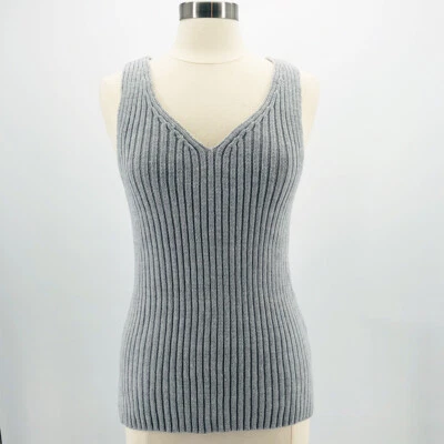 $4.99 • Buy Finders Keepers The Label Grey Ribbed Hi Low V-Neck Sweater Tank Women's Medium