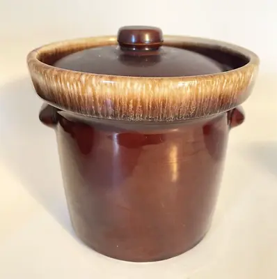 Vintage McCoy 1 Qt Brown Drip Glaze Canister Crock W/ Lid 7014 USA • $12