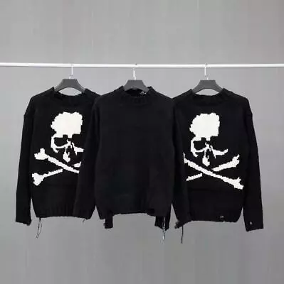 Mastermind Japan Unisex Loose Dark High Street Skeleton Washing Hole Sweater • £20.98