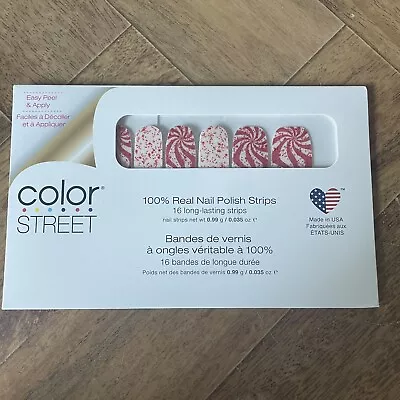 Color Street CANDY CANE CRUSH 100% Nail Polish Strips White And Red Sparkle • $11